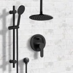 Remer SFR59 Matte Black Ceiling Rain Shower System with Handheld, Rainfall Shower Head, Shower Faucet Set